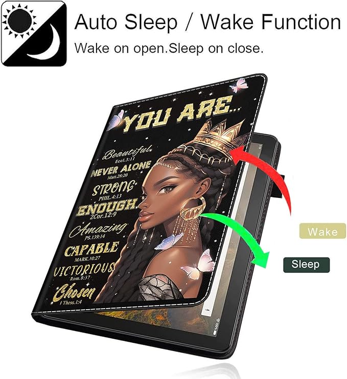 Case for All-New Amazon Fire Max 11 Tablet (13th Generation 2023 Release) Multi-Angle Stand Smart Protective Cover with Auto Wake/Sleep African Americans Women Black Queen with Butterflies