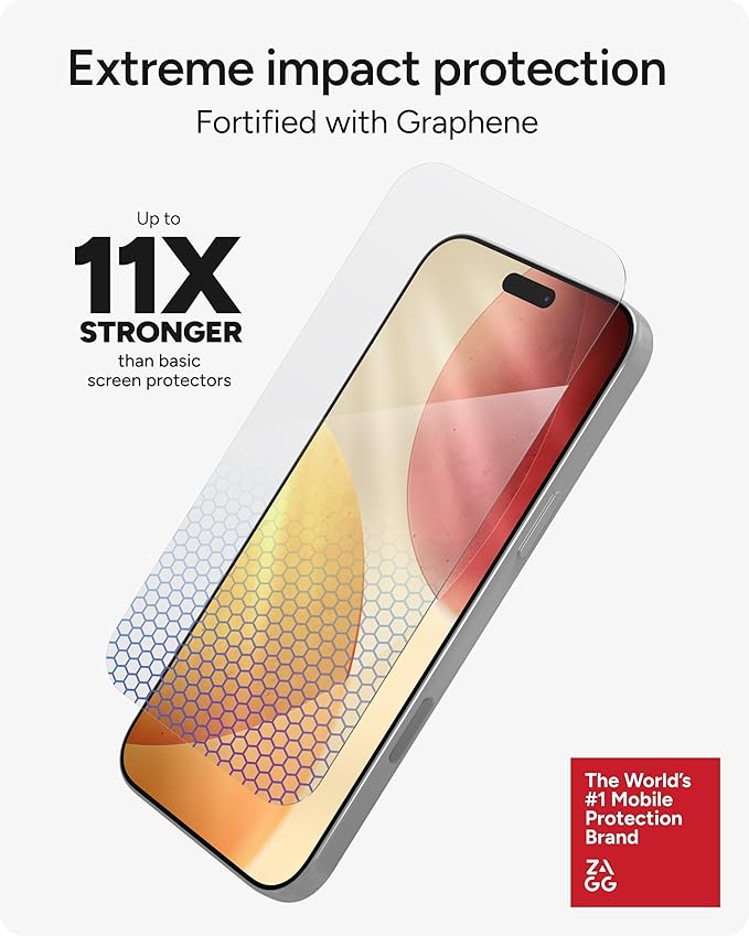 ZAGG XTR5 Screen Protector for iPhone 17 Pro Max - Glass Blue Light Protection 11X Stronger Eyesafe CPF60 Tech Anti-reflective Tech Vibrant Color &amp Touch Sensitive Tempered Glass Easy To Ins