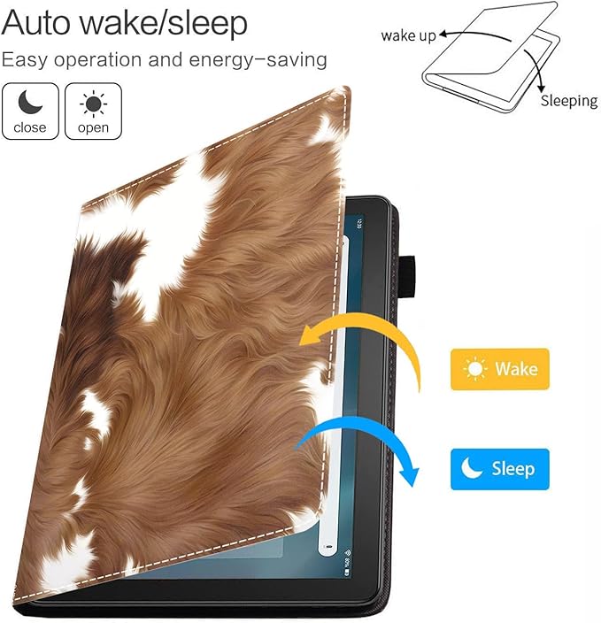 Case for Amazon Kindle Fire HD 10 &amp 10 Plus Tablet 10.1 (13th/11th Generation 2023/2021 Release) - Premium PU Leather Cover with Auto Sleep Wake Brown Cow Print