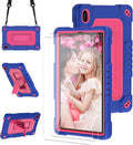 for Walmart Onn 8 inch Gen 4 2024 Model Tablet Case with 2 Pcs Screen ProtectorHeavy Duty Kids Shockproof Stand Shoulder Strap Case for Walmart Onn 8 2024 Model:100135923 (Navy/Pink)