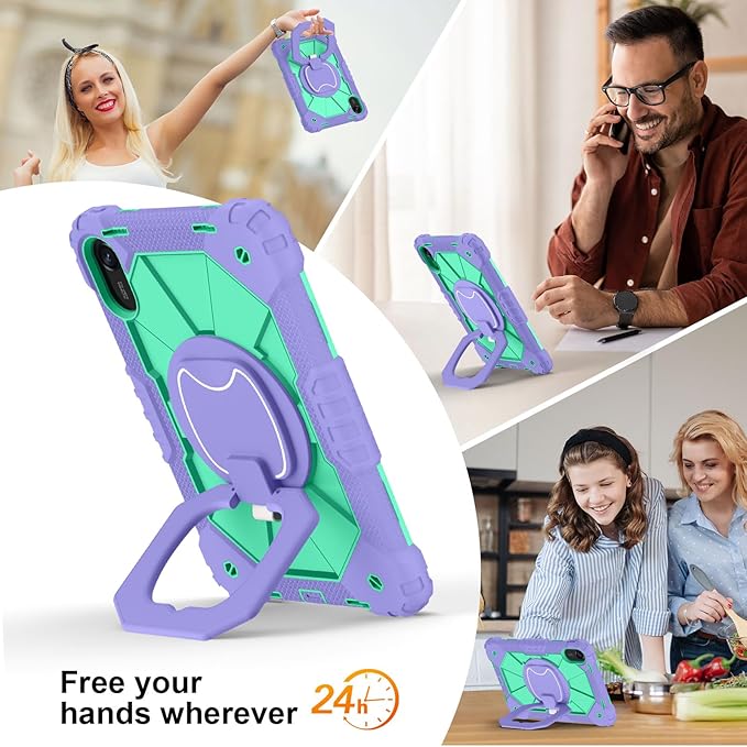 Shoulder Strap Tablet Case for Huawei MatePad 12 X 2024 Heavy Duty Shockproof Protective Cover with Kickstand Handle Shoulder Strap for Women Man Lotus Purple Mint Green