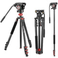 NEEWER 72 Fluid Head Video Tripod Monopod Aluminum Alloy QR Plate Compatible with DJI RS Gimbal 360° Pan &amp +90°/-70° Tilt for DSLR Camera Camcorder Max Load 13.2lb/6kg TP72A