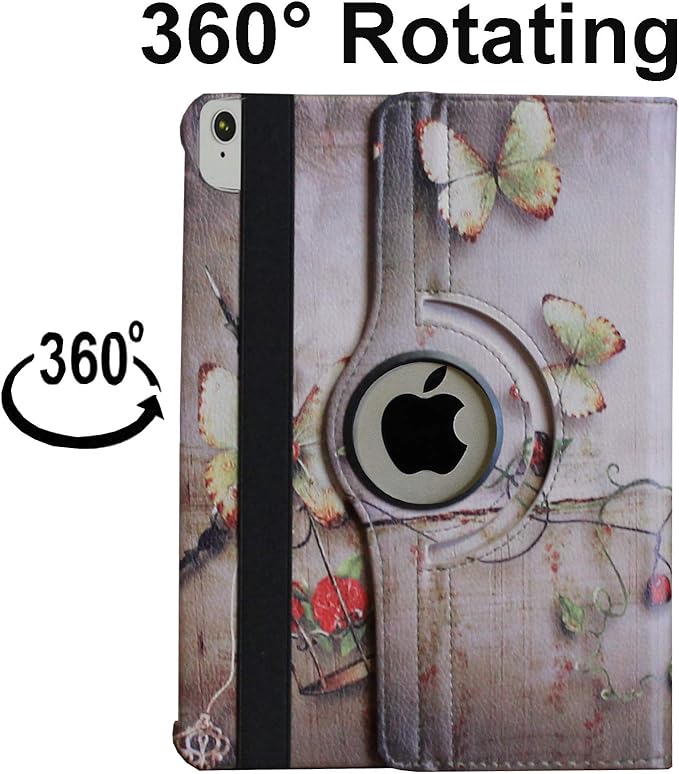 Case for iPad Air 11” M3 2025/Air 11” M2 2024/10.9 inch Air 5 2022/Air 4 2020 Rotating Stand Smart Magnetic Cover Air 5th/4th Generation A2902 A2903 A2588 A2589 A2316 A2324 (Butterfly Flower)