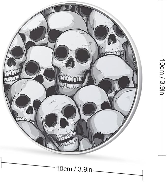 Halloween Skulls Print Wireless Charger Anti-Slip Wireless Charging Pad Slim Charger Mat for Men Women