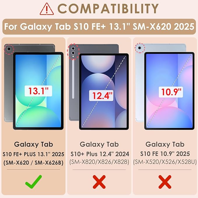 DETUOSI Case for Samsung Galaxy Tab S10 FE Plus 13.1 inch 2025 with Pencil Holder Heavy Duty Shockproof Case with Rotatable Stand &amp Shoulder Strap Camouflage Rose Red