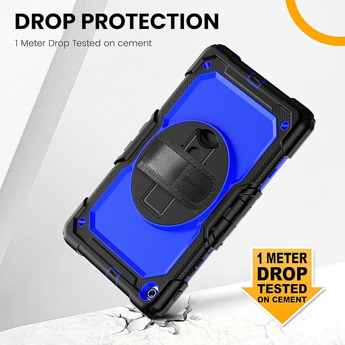 Timecity for Samsung Galaxy Tab A 10.1 Case 2019 Only Fit (SM-T510/ SM-T515/ SM-T517) Drop Proof with Hand Strap Stand Screen Protector Pencil Holder （NOT FIT for 2016 Release） - Dark Blue