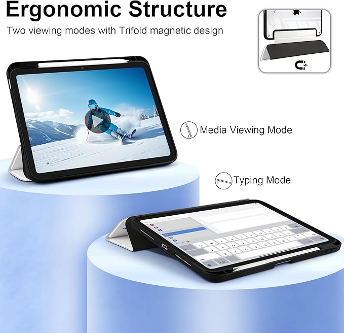 Case for iPad Pro 13 inch (M5) 2025 (M4) 2024 Release with Pencil Holder -Creative Inspiring Design Trifold Cover with Soft TPU Bumper Clear Back Auto Sleep/Wake for Students Creative slogans
