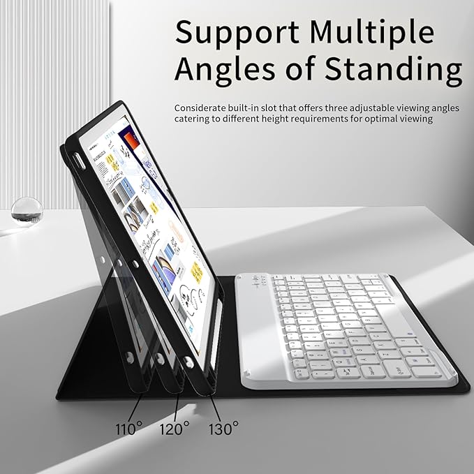 kenke for iPad 6/5th Generation Case with Keyboard 9.7 Inch 2018/2017 iPad Air 2/1 Detachable Wireless Bluetooth iPad Keyboard Case with Built-in Left Side Pencil Holder Auto Wake/Sleep (Black)