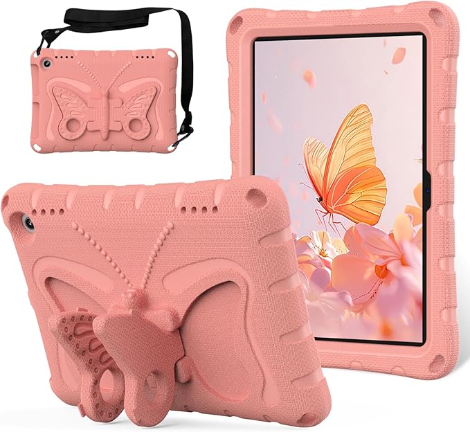 for Kindle Fire HD8 (2020/2022) Kids Girl Tablet Case Butterfly Wings Kickstand EVA Material Light Weight Shockproof Rugged Heavy Duty Kids Case for Kindle Fire HD8 Plus (2020/2022) (Pink)