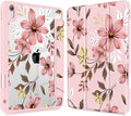 Mektron Case for 2026 iPad Air 13 inch M4 Cover Compatible 2025 iPad Air 13 inch M3 2024 iPad Air 13 inch M2 with Pencil Holder Shockproof Clear Shell Floral C293