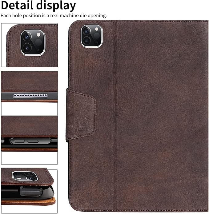 Gexmil Case for Ipad pro 11 Inch 2022/2021(4th Gen&amp3rd Gen)Genuine Leather Ipad pro 11 2020/2018 Cover(2rd Gen)with Pencil HolderPencil 2 Wireless ChargingReal LeatherMagnetic Closure