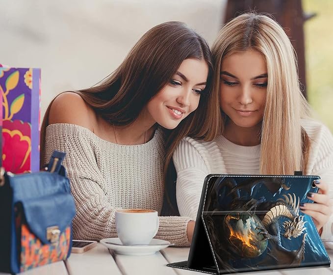 Case for All-New Amazon Fire HD 10 and 10 Plus Tablet (13th/11th Generation 2023/2021 Release) 10.1 Multi-Angle Smart Stand Cover Auto Sleep/Wake Dragon