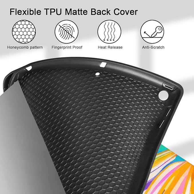Mektron Designed Printed iPad 10.2 Case 9th Gen (2021)/ 8th Gen (2020)/ 7th Gen (2019) with Pencil Holder Slim Protective Case with Soft TPU Back for iPad 10.2 Inch Watercolor FlowerC328