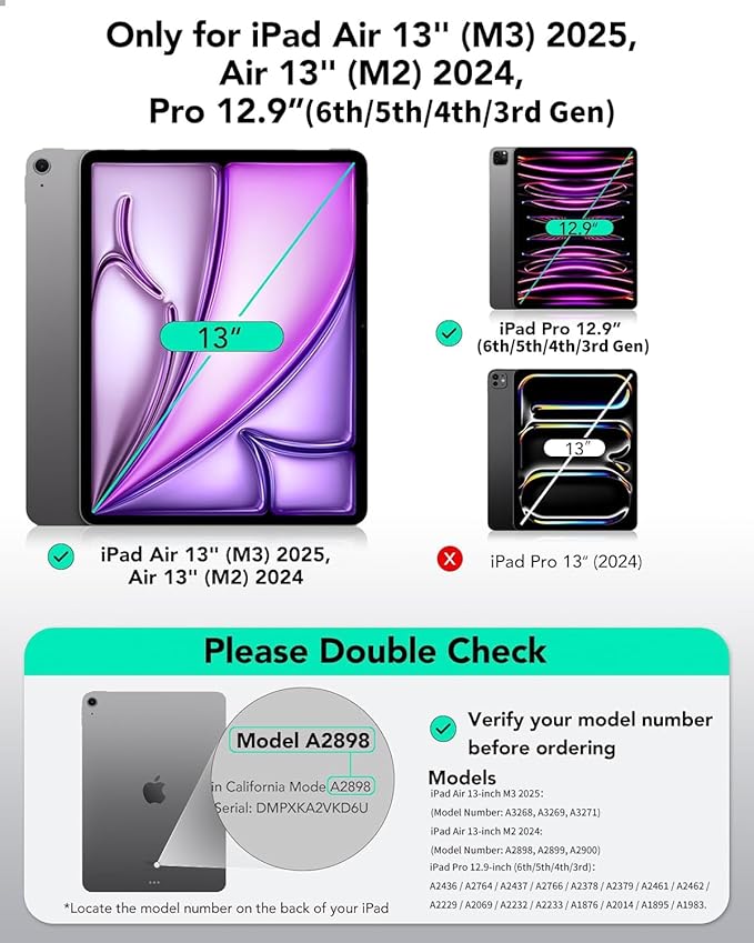 Case for iPad Air 13 Inch M3/M2 (2025/2024) &amp Pro 12.9 Inch 6th/5th/4th/3rd Generation 2022/2021/2020/2018 with Pencil Holder2 in 1 Detachable Trifold Sliding Cover with Clear Back Shell Purple
