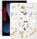 Cue Kawaii Kitten Cat Flower for iPad Air 13 Inch Case M3 2025/M2 2024 with Pencil Holder Auto Sleep/Wake White Leather Soft TPU Back Cover