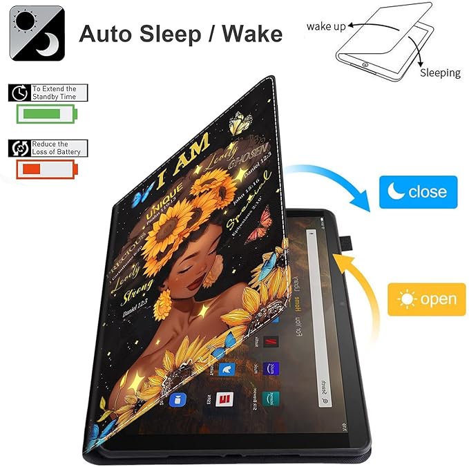 Case for Amazon Kindle Fire HD 8 Tablet 8(12th/10th Generation 2022/2020 Release) &amp HD 8 Plus TabletSlim Fit Foldable Standing Cover Case with Auto Sleep/WakeAfrican American Woman