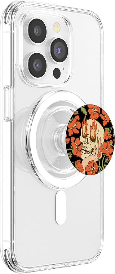 PopSockets Skull &amp Goth Phone Grip &amp Stand - Skull Flowers PopSockets PopGrip for MagSafe