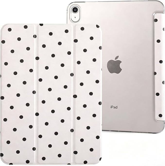 White with black Polka dots