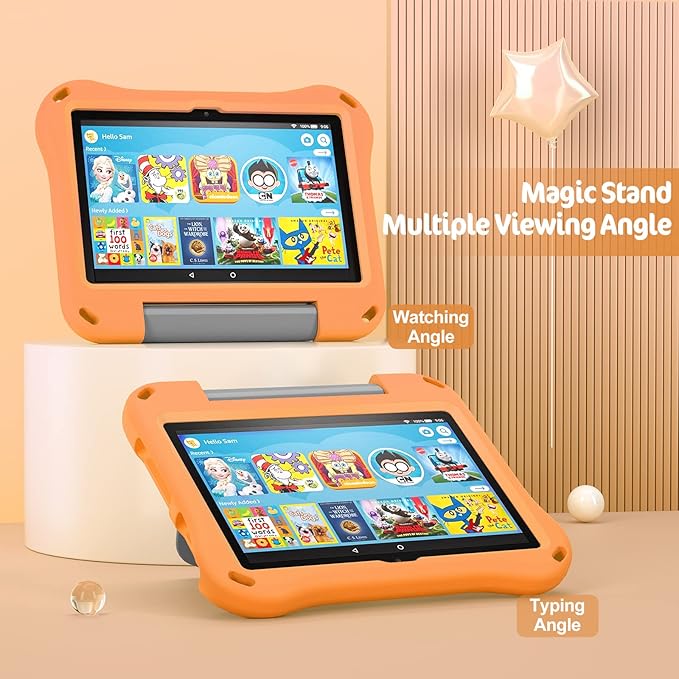 Tablet 8 inch Case Cover for KidsCompatible 2024/2022 8 Tablet CaseNot for iPad/Samsung/Onn/Andriod Tab - Auorld All-New Lightweit Shockproof EVA Case with Handle Stand for 8 inch Tablet-Orange
