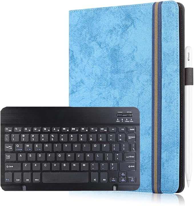 Neezee for 11” Raemond M70/ Zenva T80 Tablet Case with Keyboard – Slim 2-in-1 Folio Cover (Sky Blue Raemond M70/ Zenva T80)