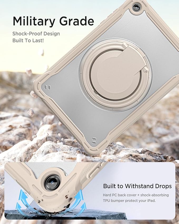 Miimall Case for Samsung Galaxy Tab A11 Plus 2025 11 Inch with 360 Rotating Stand Ring Bulit-in Shoulder Strap Shockproof Rugged Kids Friendly Shell Pen Holder Cover for Galaxy A11+ Tablet Khaki
