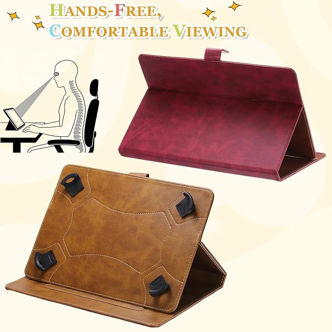 Tablet Case (11.8 x 8.5 Inch) - PU Leather Folio Standing Protective Case Universal Protective Cover Case for 11-12.4 Inch Tablet Rose Red