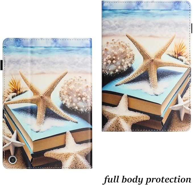 Case for Amazon Kindle Fire Max 11 Tablet (13th Generation2023 Release) 11 with Pencil Holder &amp Folio Stand Magnetic Smart PU Leather Shockproof Cover [Auto Sleep Wake] Beach Starfish