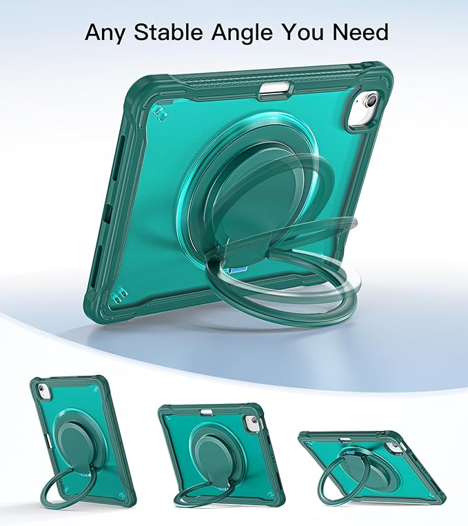 BATYUE Case for iPad Air 11-inch M4(2026)/M3(2025)/M2(2024) iPad Air 4/5 10.9 &amp Pro 11 2018-2022 - Shockproof Case with 360° Rotating Stand &amp Handle Pencil Holder Shoulder StrapMidnightG