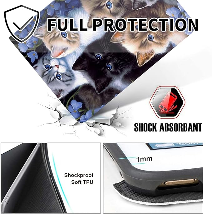 for Samsung Tab A 10.1 Case 2019BEOTIWAD SM-T510/ T515 Shockproof Folding Stand Cover with Auto Wake/Sleep for Galaxy Tab A 10.1 2019Cute Cats