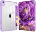 May Chen for iPad (A16) 11th Generation Case 11 Inch 2025 iPad 10th Gen Case 2022 10.9 inch Built-in Pencil Holder with Shockproof Cover Clear Transparent Back Shell Auto Wake/Sleep Purple Roses