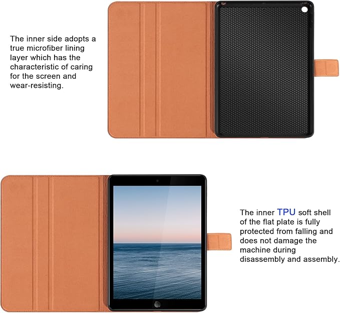 Genuine Leather Case for iPad 9th/8th/7th Generation 10.2 Inch (2021/2020/2019) Premium Folio Cover with Auto Wake/Sleep &amp Adjustable Stand Wear-Resistant Protective Case - Vintage Red Brown
