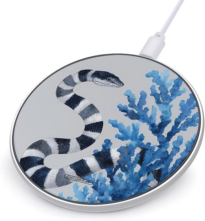 Sea Snake Swimming Fast Portable Charger 10W Funny Graphic Phone Charging Pad with USB Cable