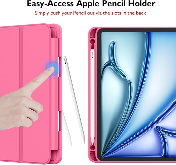 iMieet iPad Air 11 Inch Case M4/M3/M2(2026/2025/2024) iPad Air 5th/4th Generation Case 2022/2020 10.9 Inch with Pencil HolderTrifold Stand Smart Case with Soft TPU Back(Watermelon)