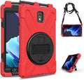 Case for Samsung Galaxy Tab Active 3 8 T570 T575 T577 Heavy Duty Shockproof Rugged 3 Layer Kids Durable Case with 360 Swivel Kickstand Shoulder Strap &amp Hand Strap (Red)
