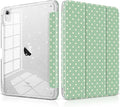 DONGKE for iPad Pro 11 inch Case – Fits M5 2025 / M4 2024 Shockproof Sparkling Glitter Acrylic Back Pencil Holder Trifold Stand Auto Sleep/Wake &amp Touch ID Support - Green Polka Dot