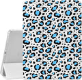 Coquette Leopard Print Case for iPad 9th/8th/7th Generation 10.2 (2021/2020/2019 Release) Unique Blue Cheetah CasePencil Holder &amp Clear Soft TPU Back &amp Trifold Stand Cover for Women