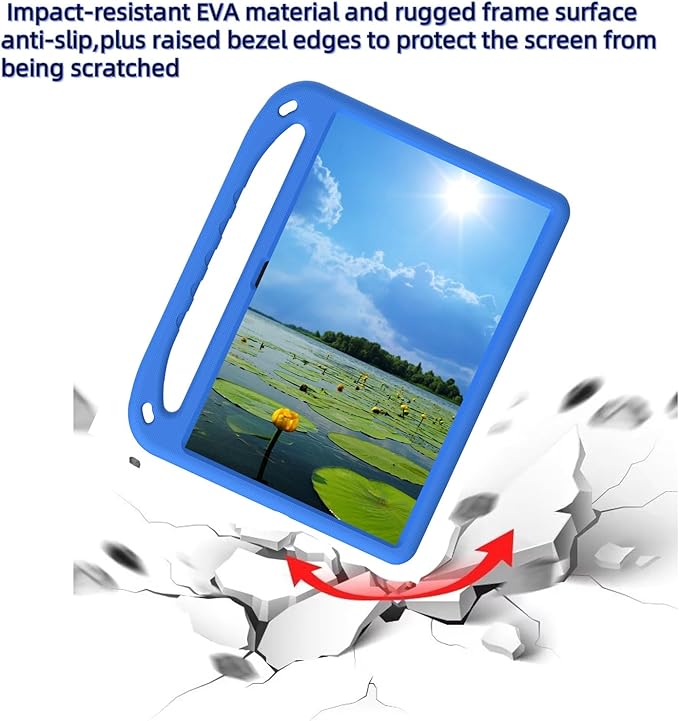 Tablet Case with Built in Handle and Kickstand Lightweight Kids Friendly Shockproof Cover Compatible with Samsung Galaxy Tab S10 FE+/ S10 FE Plus 13.1″ Blue