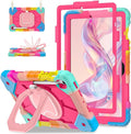 Case for Samsung Galaxy Tab S10 Lite/S10 FE/S9 FE 10.9 Inch Samsung Tab S9 11 Inch Rugged Galaxy S10 Tablet Cover with Pen Holder 360 Rotating Stand Shoulder Strap Screen Protector Rainbow