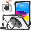 for iPad (A16) 11th/ iPad 10th Generation Case with 360° Rotating Kickstand Handle Shoulder Strap Pencil Holder 2 in 1 Protective Clear Back Cover for iPad 2025 11 inch/iPad 2022 10.9 inch Black