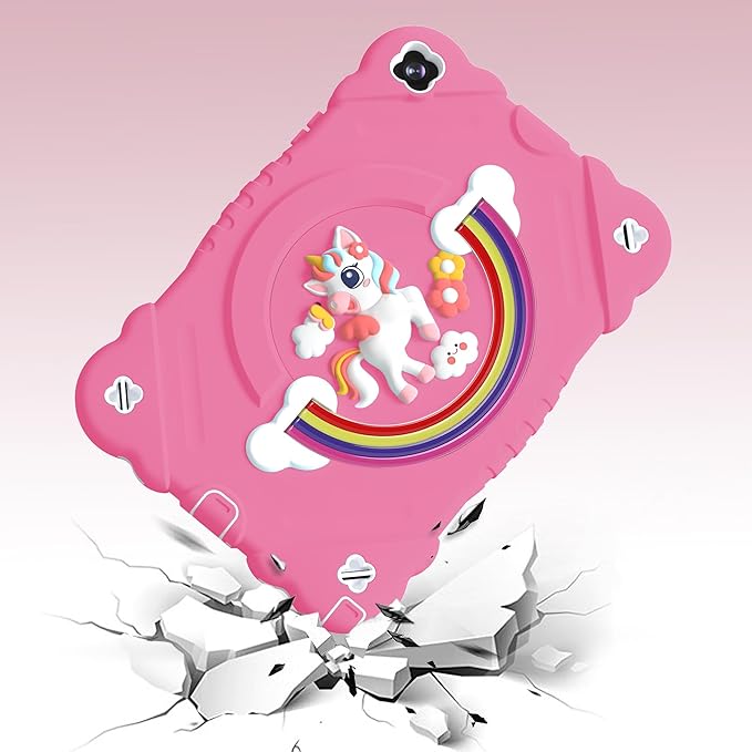 XZC Case for Samsung Galaxy Tab A9+/ A9 Plus Case 11 2023 (SM-X210/X216/X218) Unicorn Heavy Duty Shockproof Protective Case with Stand/Shoulder Strap for Kids Girls Women (Rose)