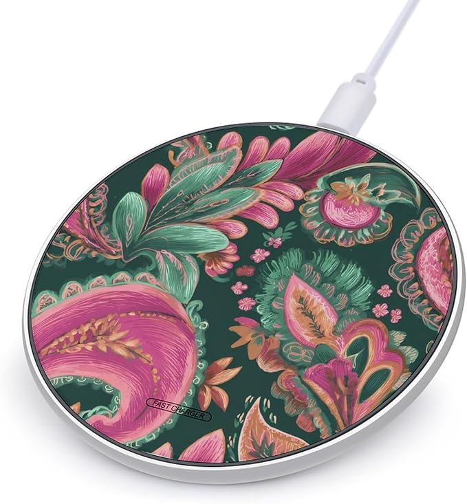 Vintage Paisley Fast Portable Charger 10W Funny Graphic Phone Charging Pad with USB Cable