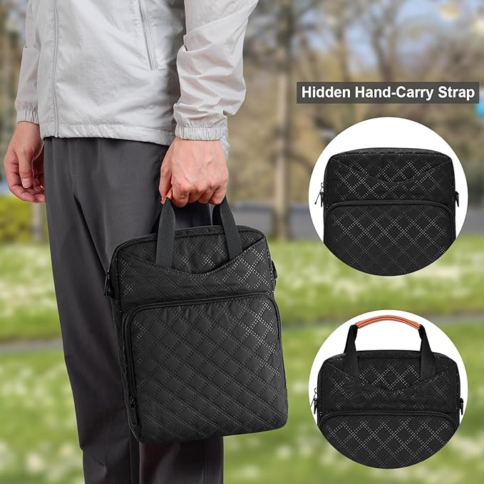 9-11 Inch Tablet Sleeve Bag Padded Carrying Travel Case for iPad Pro 11-in (M4) iPad 10.9 (10th Gen) iPad Air 11-in (M2) Galaxy Tab S9/S8 with Shoulder Strap (Classic Black)