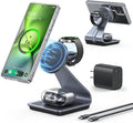 Magnetic Wireless Charger for Samsung 3 in 1 MagSafe Charging Station Aluminum Charger Stand for Galaxy S26/S25/S24/Ultra/Plus/Z Fold7/Flip7 Watch Charger Stand for Galaxy Watch Ultra 8 7 for Buds