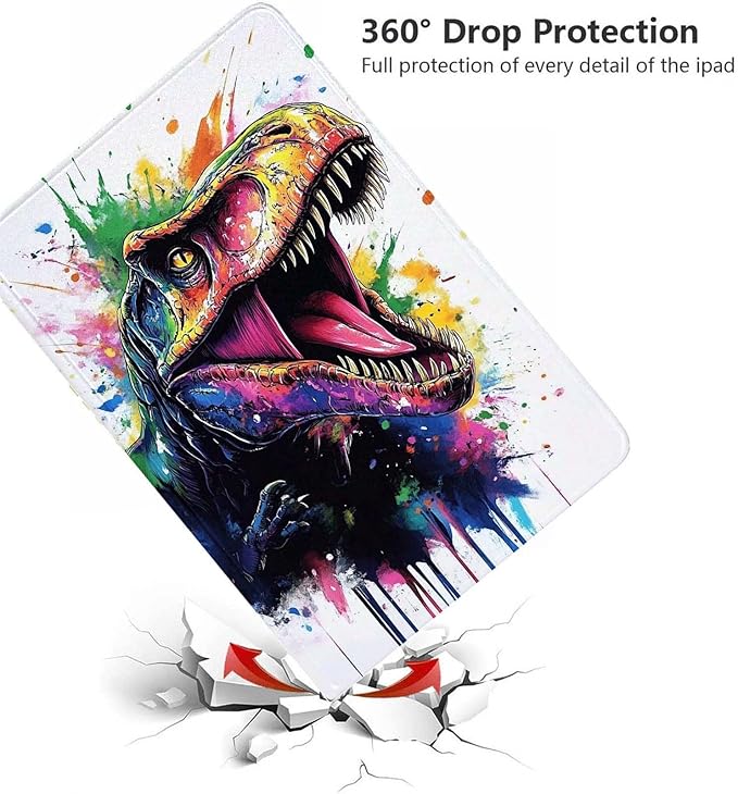 Case for Samsung Galaxy Tab A11 / Tab A9 8.7-Inch 2025/2023Slim Protective LeatherAuto Wake/SleepAdjustable Viewing Angle Stand.Watercolor Dinosaur