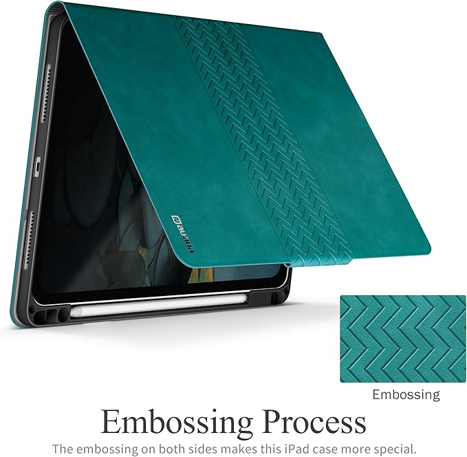 auaua Case for iPad Pro 11 Inch (M5/M4) 2025/2024 PU Leather Case with Pencil Holder Supports Pencil Pro and Pencil(USB-C) Adjustable Angles Auto Sleep/Wake (Green)