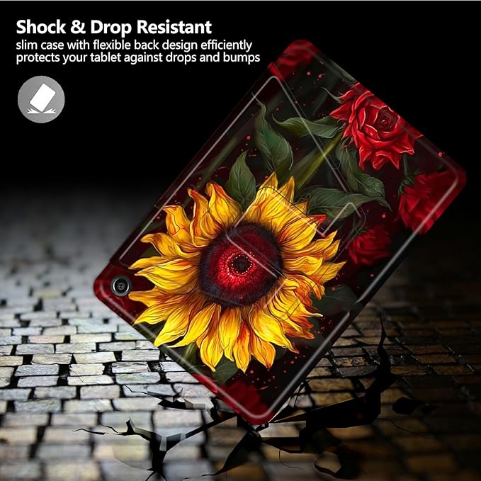 Case for Amazon Kindle Fire Max 11 Case (13th Generation 2023 Release) 11360 Degree Rotating Swivel Stand Protective Cover for Amazon Kindle Fire Max 11 2023Sunflowers