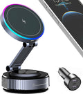 Magnetic Phone Holder for Car Wireless Charging 15W Fast Wireless Car Charger with Vacuum Suction 360° Adjustable Magnetic Mount for Dashboard &amp Windshield Hands-Free for MagSafe iPhone &amp A