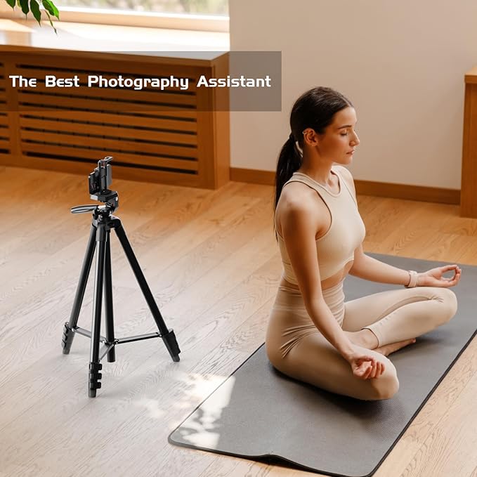 KINGJOY 71 Camera &amp Phone Tripod Lightweight Travel Stand with 2-in-1 Tablet Mount Wireless Remote and 3-Way Pan Head Max 6.6LB Compatible with Canon Nikon iPhone 17/16 Pro Max DSLR Vlogging