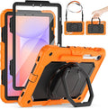 HXCASEAC Case for Galaxy Tab S10 lite / S10 FE / S9 FE 10.9 Inch Shockproof | 360° Rotating Stand | S Pen Holder | Screen Protector | Shoulder Strap | Samaung S10 Lite Tablet Case Kids Orange