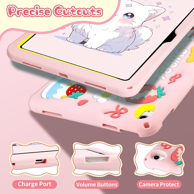 Case for iPad A16 11th Generation 2025 10th Generation Case 2022 for Kids Girls with 360 Degree Kickstand Shoulder Strap Pink Heavy Duty Shockproof Protective iPad 11 inch 10.9 inch Cover